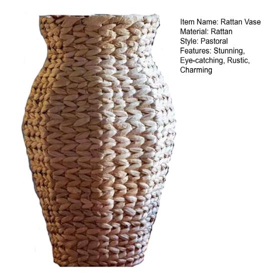 Rattan Vase Small Braided Boho Vase for Pampas Grass Flower Arrangement Rustic Farmhouse Handwoven Wicker Vase Basket for Table