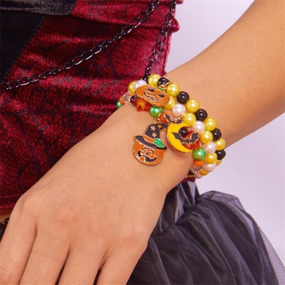 3-teiliges Spukhaus Halloween Handkettenset Zink Zink Zinklegierung Buntes Perlenarmband Festival Schmuck