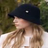 Women's Center Grid Pattern Knit Bucket Hat Black H024
