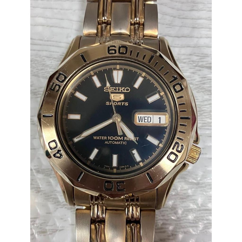 Used SEIKO 5 SPORTS (automatic, exhibition case back) in good working order. (Aftermarket strap).