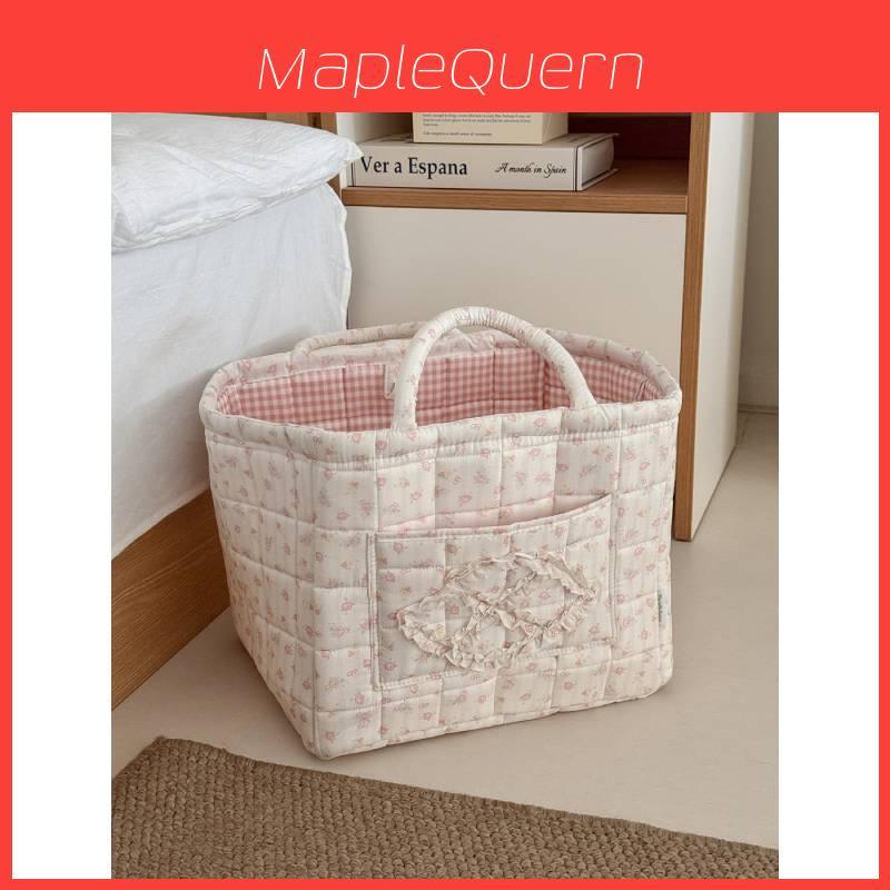 Rose Flower Storage Basket With Cotton Material And Foldable Design For Home Organization