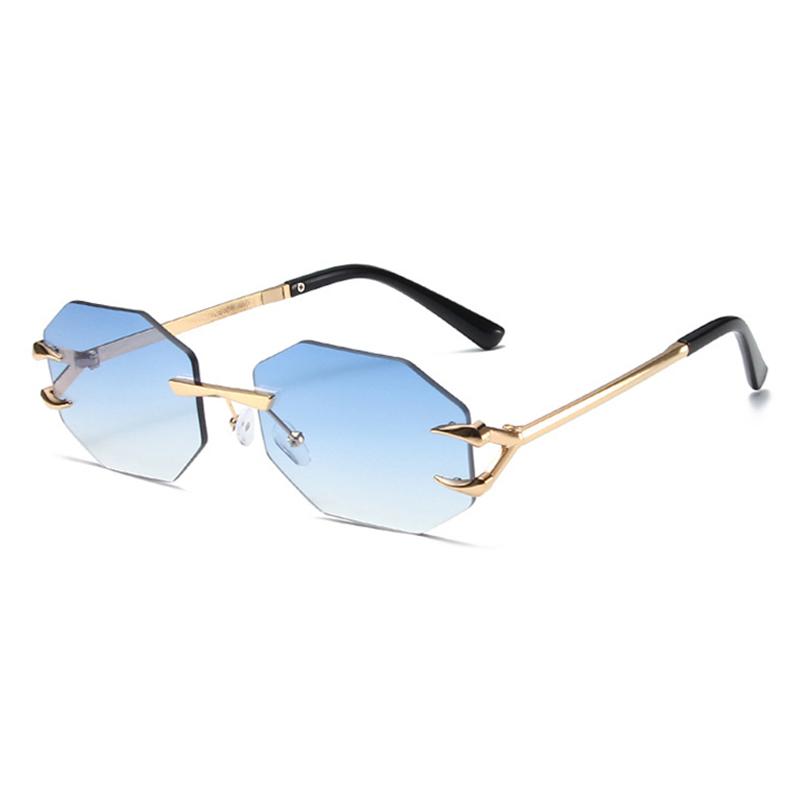 Trendy Polygon Sunglasses Women Men Frameless Vintage Summer Shades Fashion Sun Glasses For Ladies Vacation