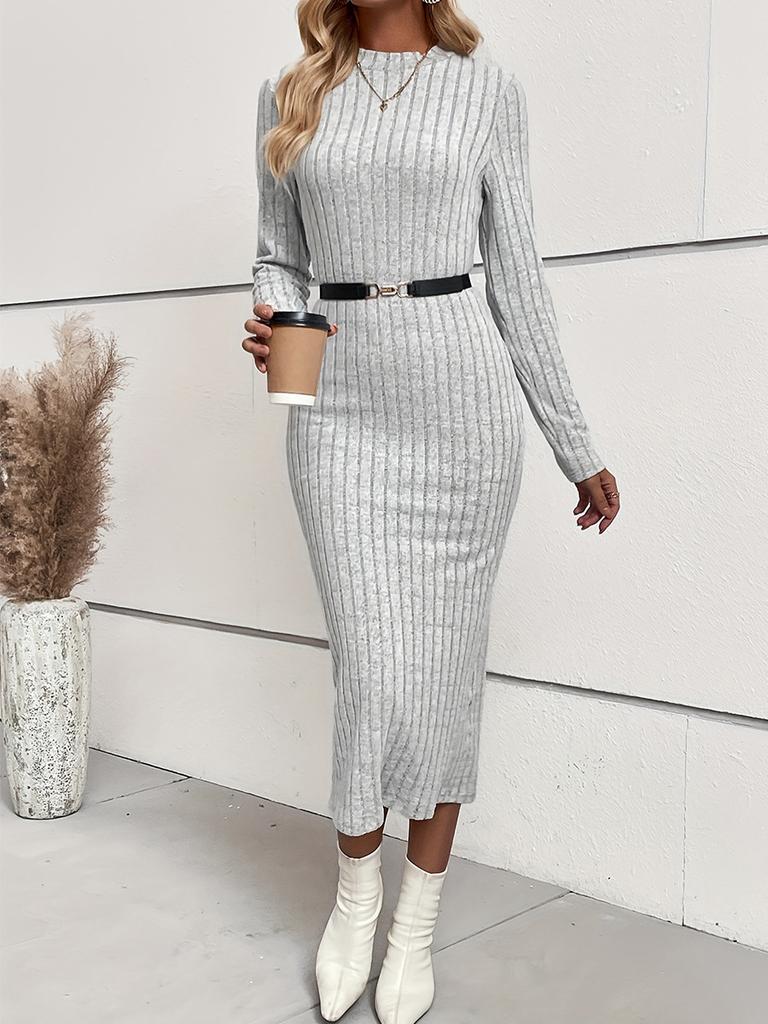 Spring/Autumn Knit Dress Long Sleeve Slim Fit Maxi Dress for Women