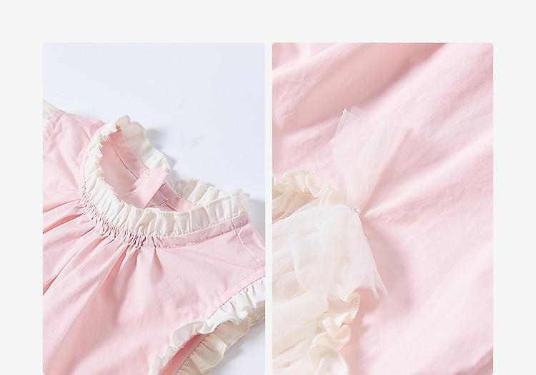 [A-line version mesh wood ear] Infant and young girls' dress 25 summer children's casual fashion top