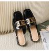 New Women Shoes Modern Leather Slipper Summer Girl Patent Leather Slides High Heels Sandals