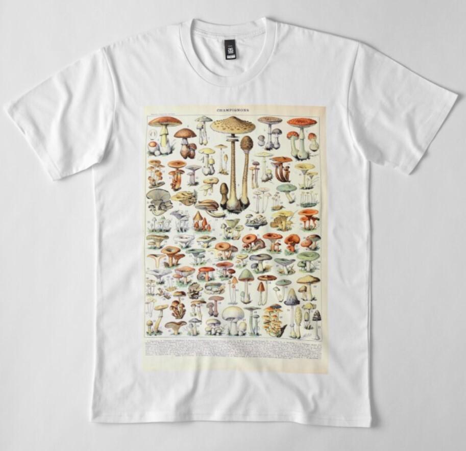 

Vintage Mushroom & Fungi Chart Millot T shirt - %100 Premium Cotton Unisex T-Shirt XL