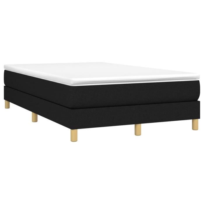 3144161 vidaXL Lit à sommier tapissier avec matelas Noir 120x200 cm Tissu