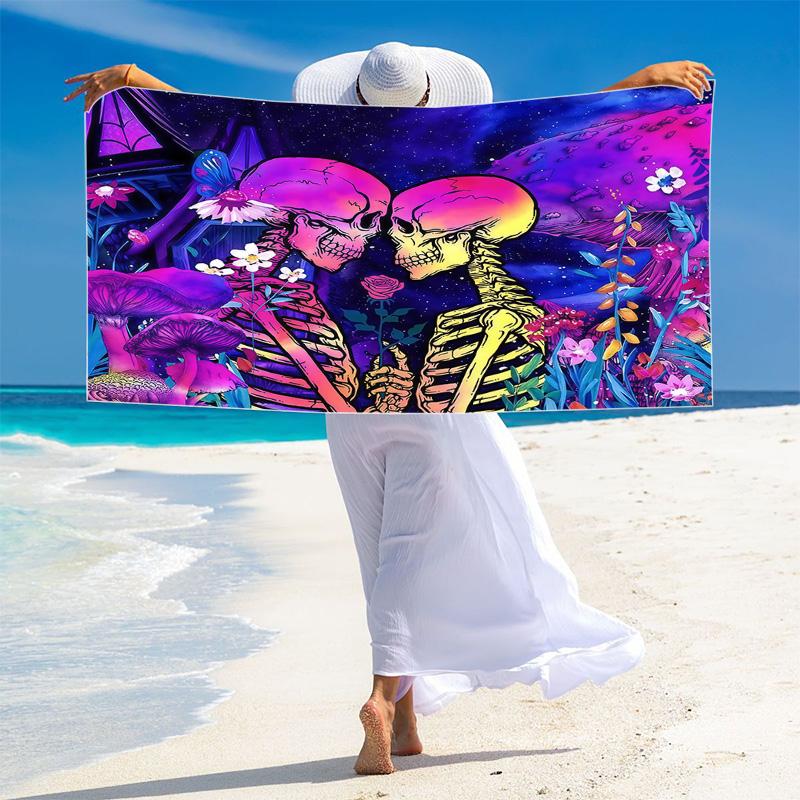 Love u to the Death Skull ( Print Beach Towel, Large Soft Quick Dry Towel for Beach Camping Swimming