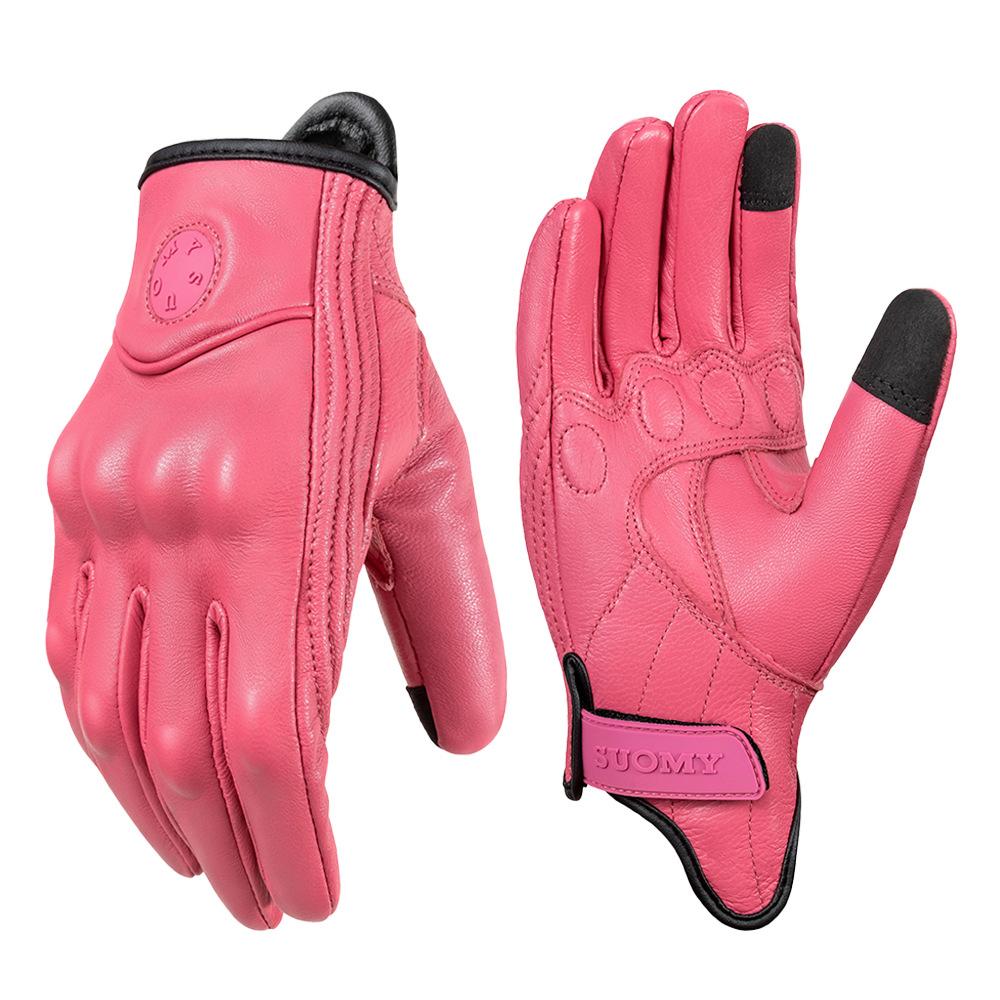 Cycling anti-drop gloves summer touch screen sheepskin retro locomotive men s and women s knight equipment XS