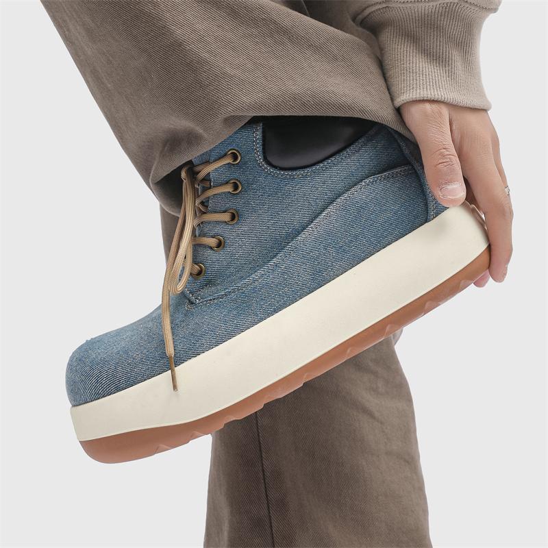 Fashion Thick Soled Men's Shoes Trendy Minimalist High Top Style Street Fashion Walking Height Increasing Young People's Shoes New