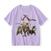 Dinosaur World 100%Cotton Cartoon T-shirts Children Cute Boysgirls Short Sleeve Breathable Kawaii O-neck Jurassic Tshirts Tees