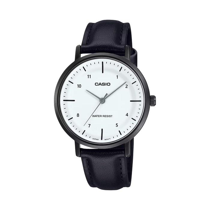 [Casio] LTP-VT03BL-7B Analog Quartz Women s Watch, White Dial, Black Leather Band