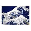 Four Carts Godzilla & Ukiyo-e Mt. Fuji Tenugui Towel - Navy, 100% Cotton, 90x34cm, Made in Japan. Perfect Japanese Souvenir, Fusion of Traditional