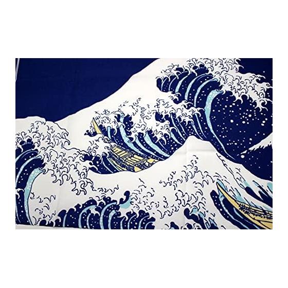 Four Carts Godzilla & Ukiyo-e Mt. Fuji Tenugui Towel - Navy, 100% Cotton, 90x34cm, Made in Japan. Perfect Japanese Souvenir, Fusion of Traditional