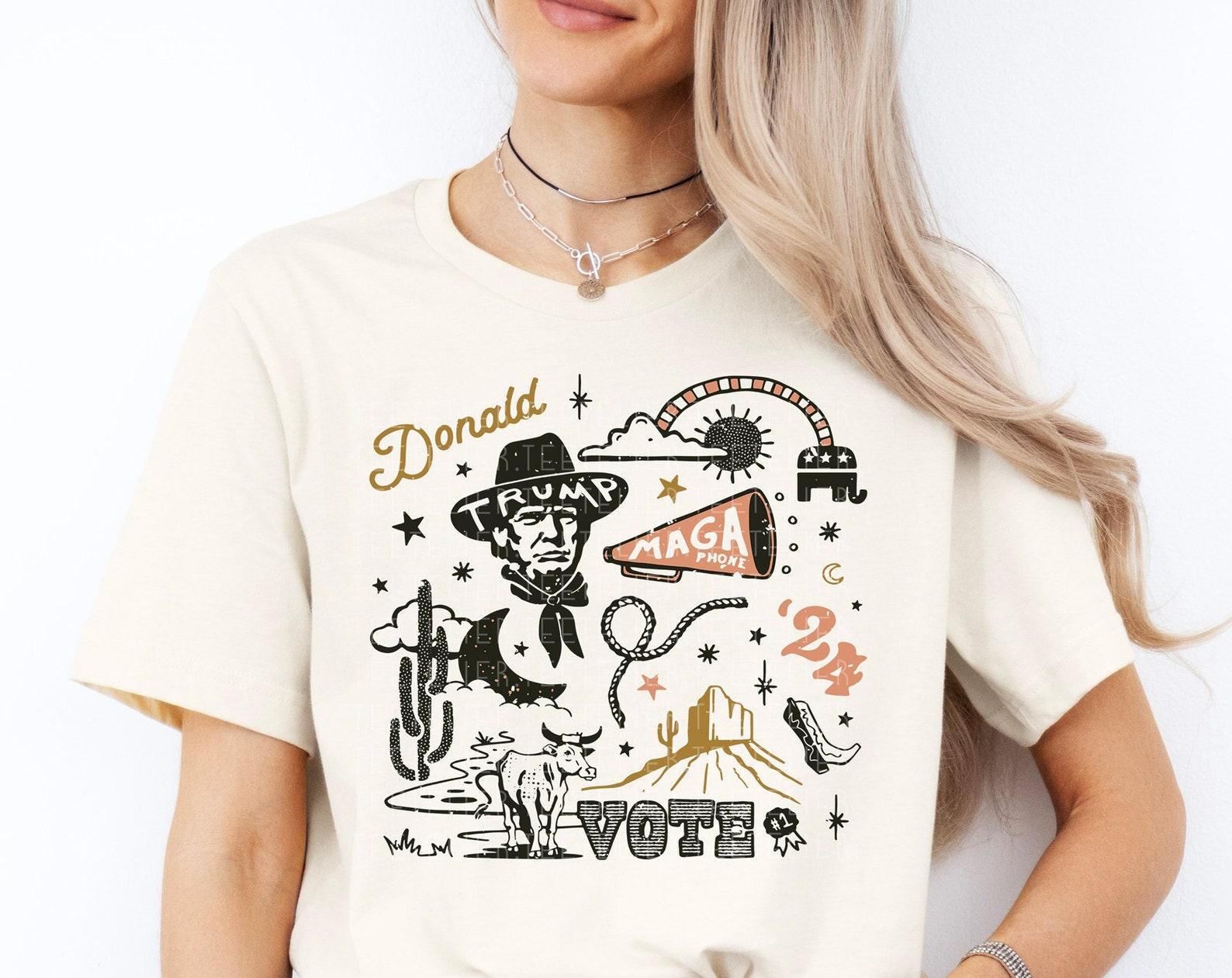 Trump Shirt Cowboy Shirt Inauguration Trump Western Donald Trump Cowboy Trump Shirt MAGA T-Shirt Shirt Trump For President Funny Gifts S