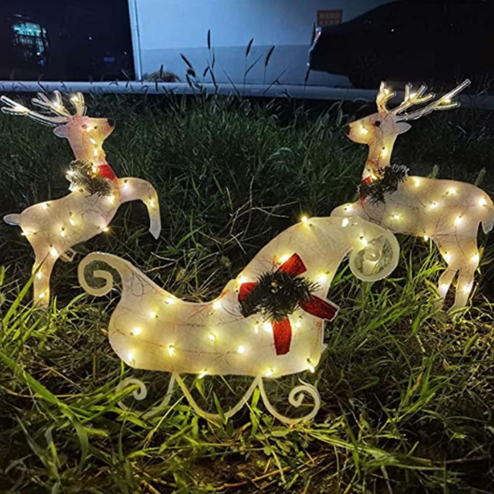 Christmas LED Illuminated Snowman Decoration Acrylic Light Up Elk Decoration Lighted Snowman Yard Sign for Courtyard Decoration