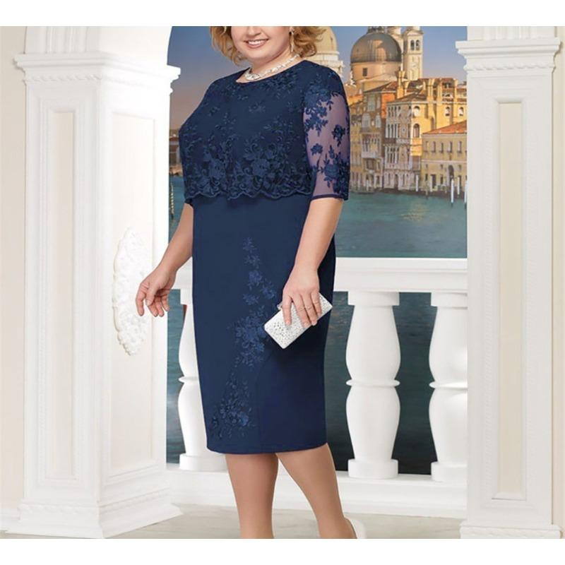 Wish Lace Splicing Fake Two-piece Set Chubby Dress Large Size Three-color Dress