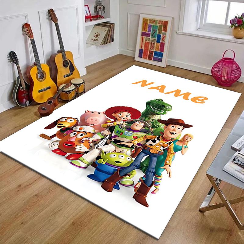 Custom Toy Story Mat Personalized Name, Polyester Washable Indoor Entryway Rug, Gift for Christmas, Easter, Thanksgiving Day