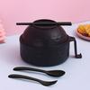 Noodle Bowl with Lid And Handles Double-Layer Insulated Microwave Ramen Bowl Set with Chopsticks Spoon