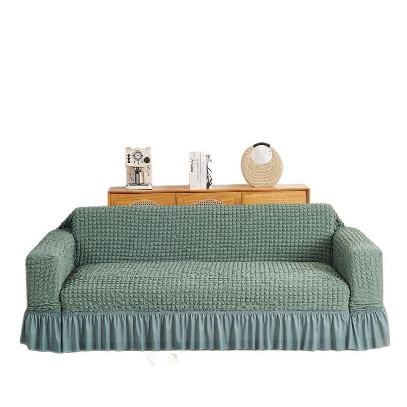 Korean Style Small Fresh Sofa Cover Seersucker Skirt Model All Inclusive Cover Universal Lazy All Inclusive Full Cover Elastic Cover
