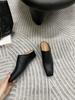 Fashion Elegant Soft Leather Mules Slippers Women Square Toe Inner Height Wedge Slide Sandals Summer Cozy Beach Designer Shoes for Women