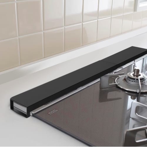SAIKEYO [44-77cm Extendable] Exhaust Vent Cover, Stovetop Cover, Matte Black, Smart, Easy to Clean, Wide, Compatible with Built-in Gas and IH Stoves,