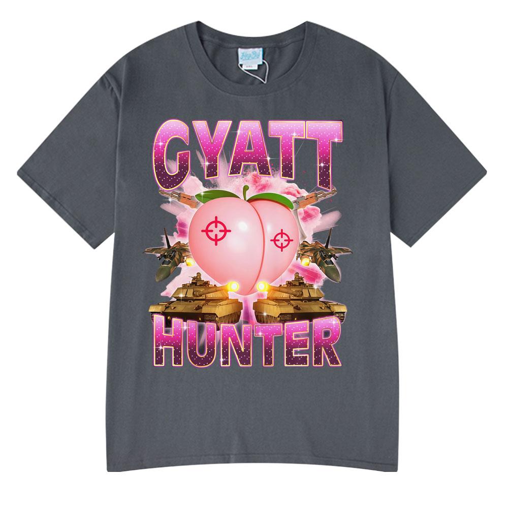 Vtipná trička Gyatt Hunter Vtipné Meme Tričko Pánská Bavlna Klasické Top Značkové Pánské Oblečení Streetwear Vintage Dámské Tričko