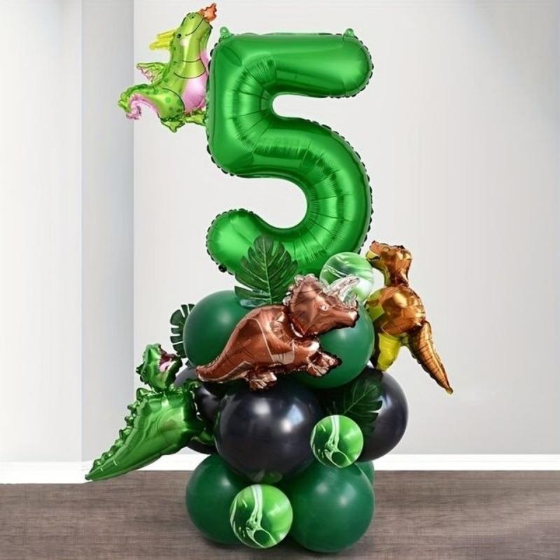 Zestaw balonów z cyframi urodzinowymi dinozaurami na imprezę dla dzieci