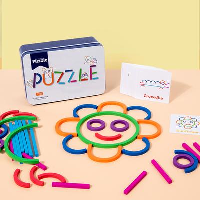 Blocchi Geometrici in Legno Bastoncini e Anelli Bastoncini per Bambini Puzzle Bastoncino Giocattoli da Costruzione Blocchi per il Cervello Montessori Giocattoli per la Scuola dell'Infanzia