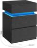 Vasagle LET630T56 Bedside Table with LED Lighting, Side Table, Bedside Cabinet, Sofa Table, Adjustable Colours, 3 Drawers, Bedroom, Modern