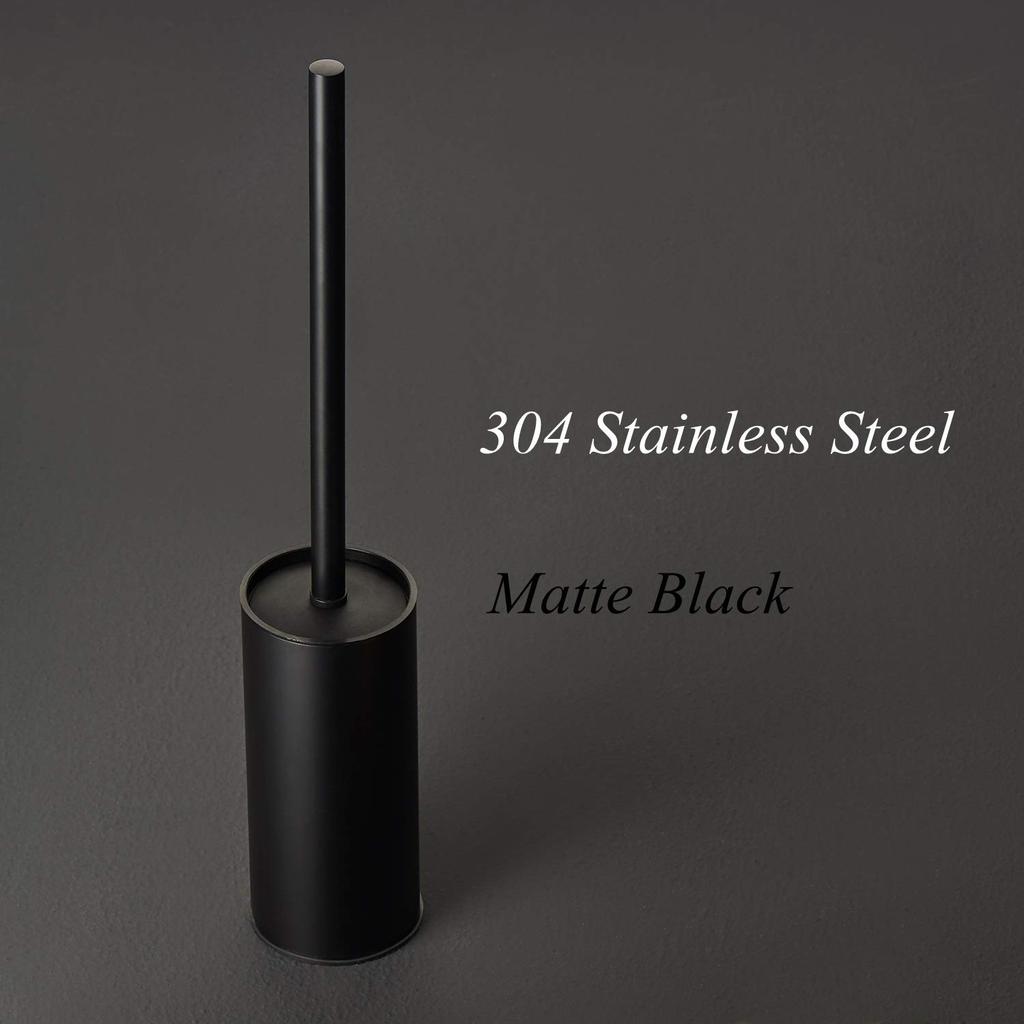 Stainless Steel Toilet Brush Cleaning Tool Holder with Toilet Black Brush,
