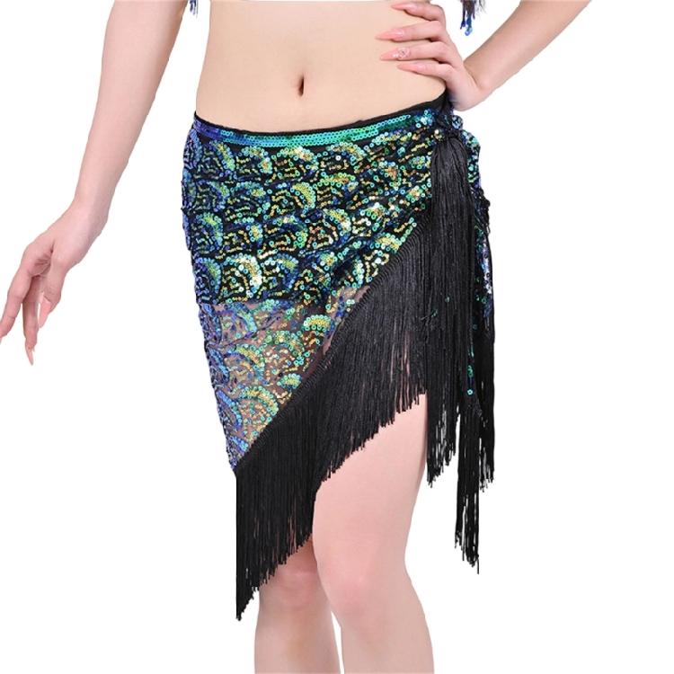 

Practical Triangular Sequined Dance Waistband With Fringe Trims For Stage Lighting Effects And Performances Art зелений