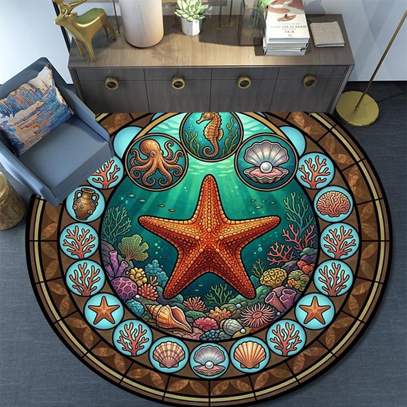 Oceanic Glass Round Area Rug Under Office Chairs Bedroom Living Room Home Decor