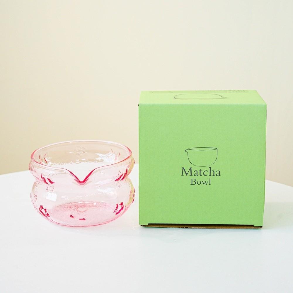 

Glass Matcha Making Kit Bowknot Tea Bowls New Matcha Whisk Set Tea Lovers Pink-Bowl