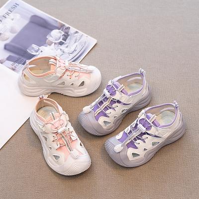 Children Sports Sandals Toes Capped Anti-kicked Girls Casual Shoes Pull Rope 2025 Summer New Kids Running Shoes Non-slip Soft