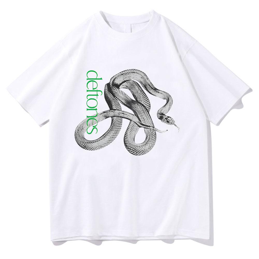 Deftones Logo Snake Tee Men Harajuku Cotton Gothic T Shirt Summer Vintage Loose Funny T-shirts for Women/Men Fashion Aesthetic 100% Cotton Tops Y2K