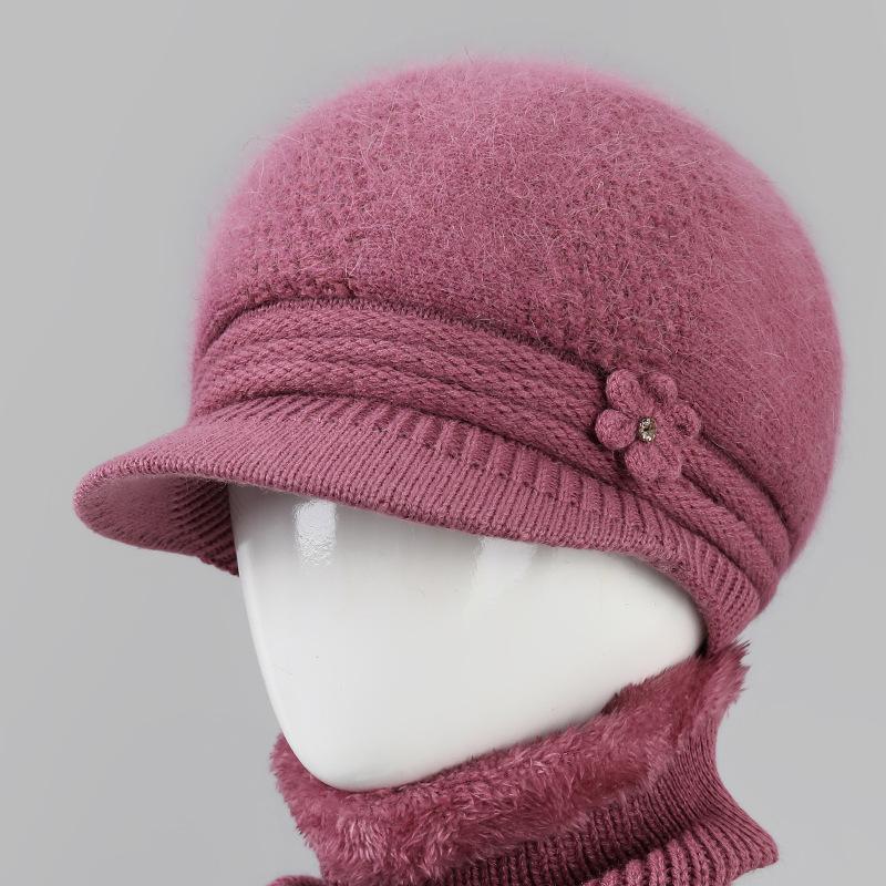 Wool Hat Women'S Season Velvet Warm Rabbit Hair Mother Hat Ear Protection Cold Foreign Gas Knitted Hat