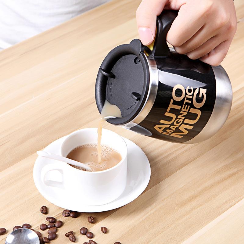 Caneca Elétrica Magnética Auto-Misturadora de Aço Inoxidável 450ml para Café Leite Copo Misturador Liquidificador Preguiçoso Inteligente Copo Térmico