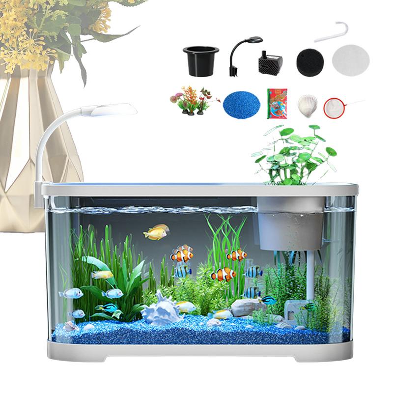 Aquarium Kit Betta Fish Tank For Beginners Desktop Beginner Aquarium Small Household Fish Bowl For Aquatic Animals Betta Turtle