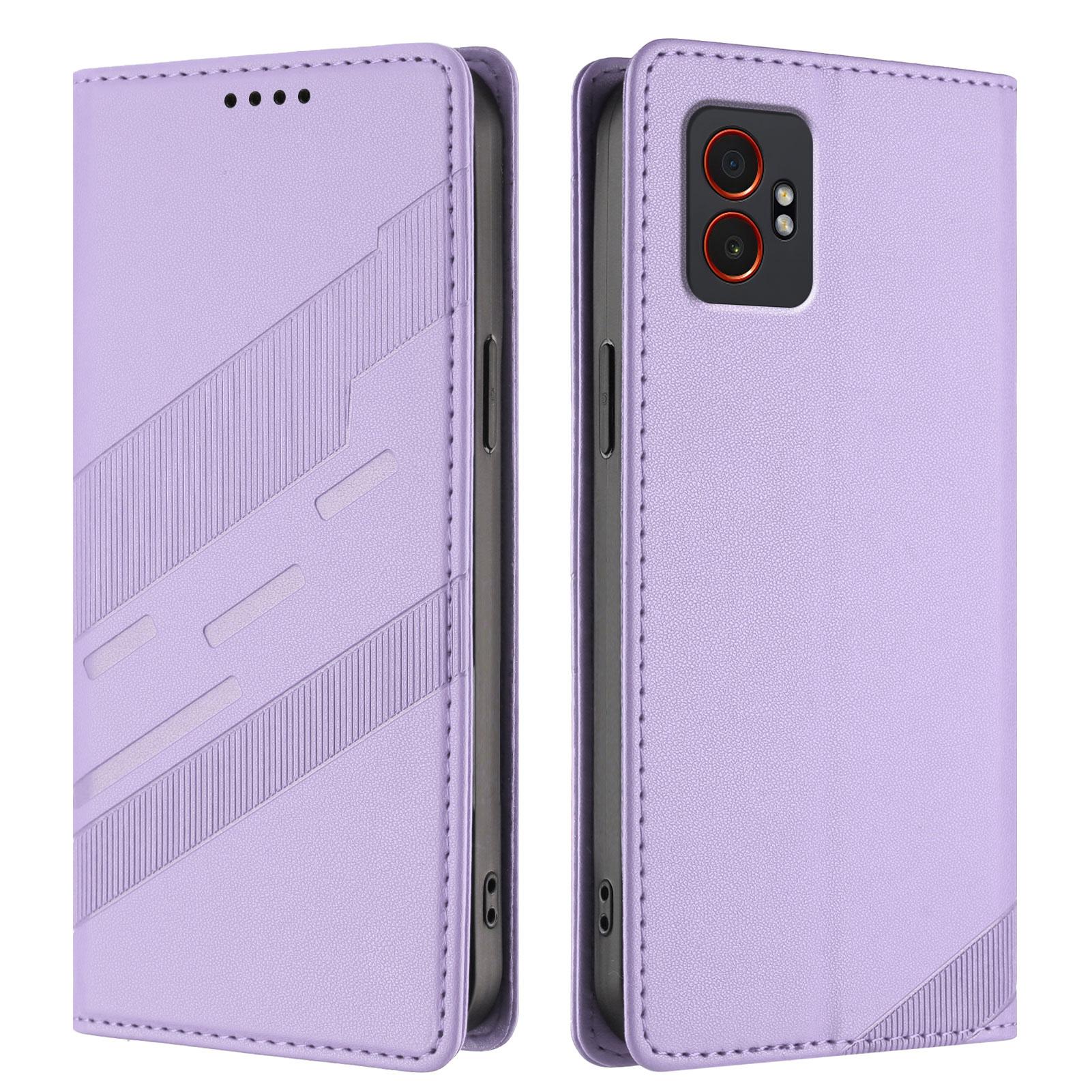 

For Samsung Galaxy XCover7 Pro Phone Cases Punk Style Imprinted Wallet Stand Leather Cover Light Purple