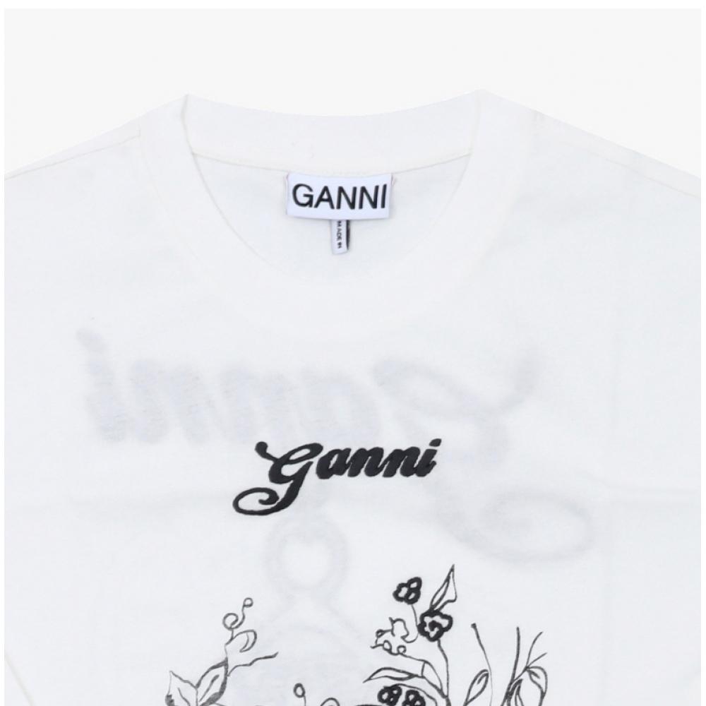 Ganni Graphic Logo Recut Heavy Women S Long Sleeve Tee T4139