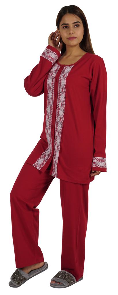 Moomaya Womens Solid 2 Pcs Nightwear Set Sleepwear Top & Pajama PJ NightSets