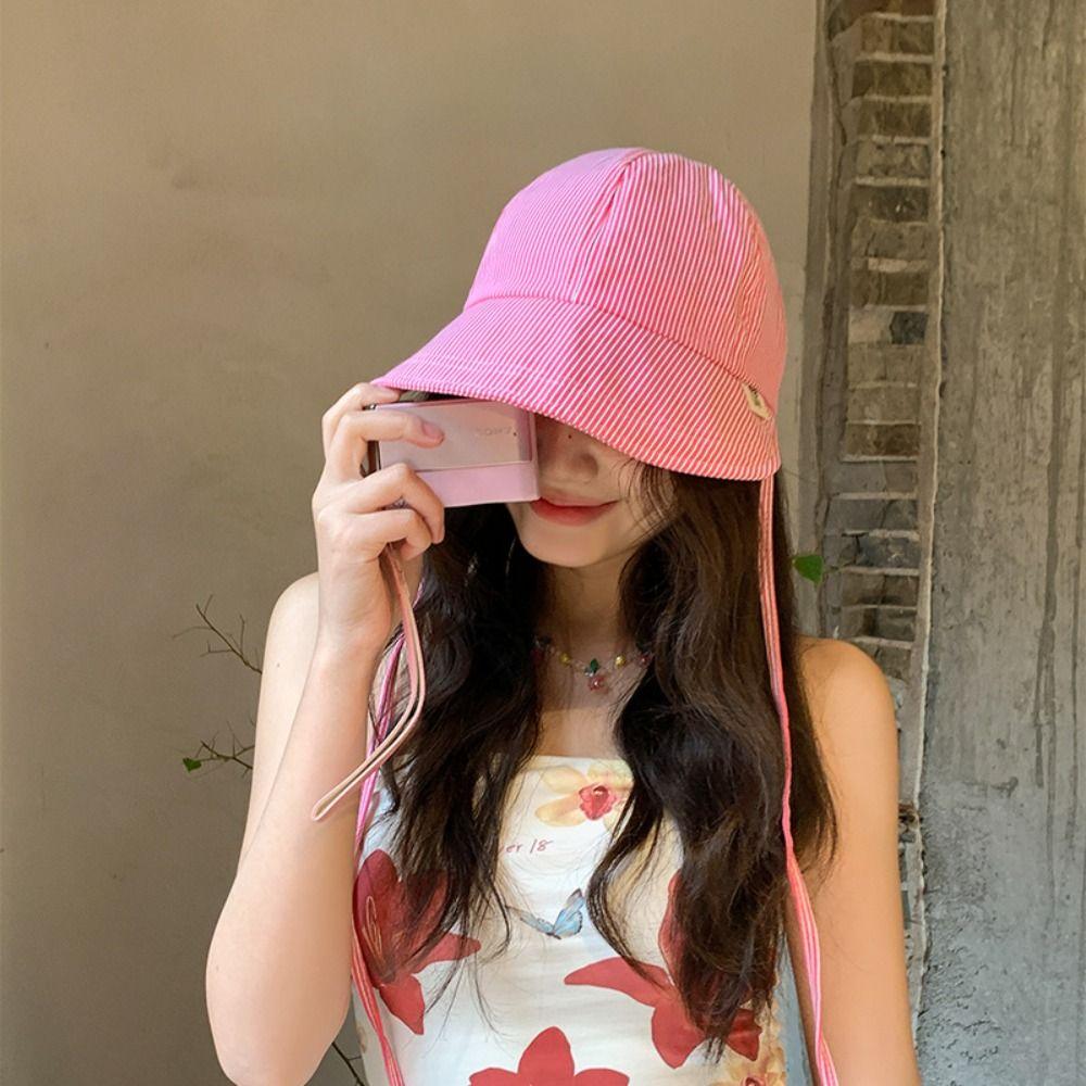 Quick-drying Striped Hat Y2k Fisherman's Caps Fashion Sun Protection Hats  Outdoor