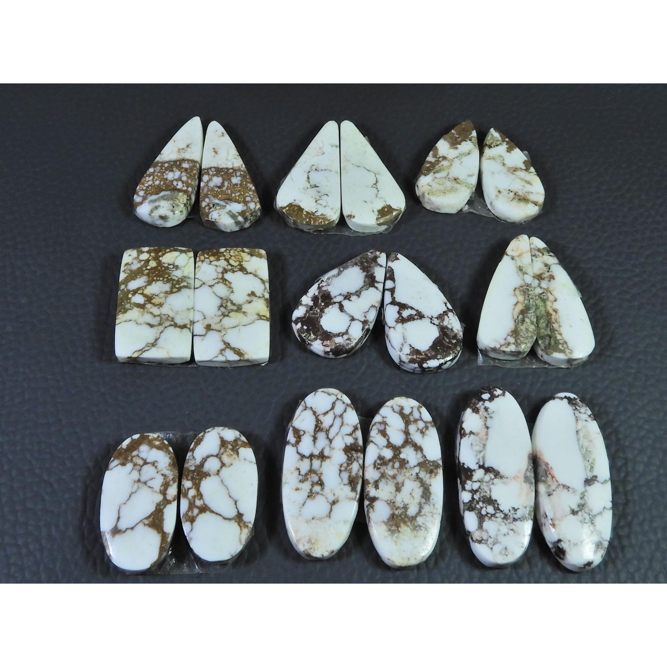 263Cts. Natural Wild horse Jasper Mix Cabochon Loose Gemstone 9Pair Lot C-1461