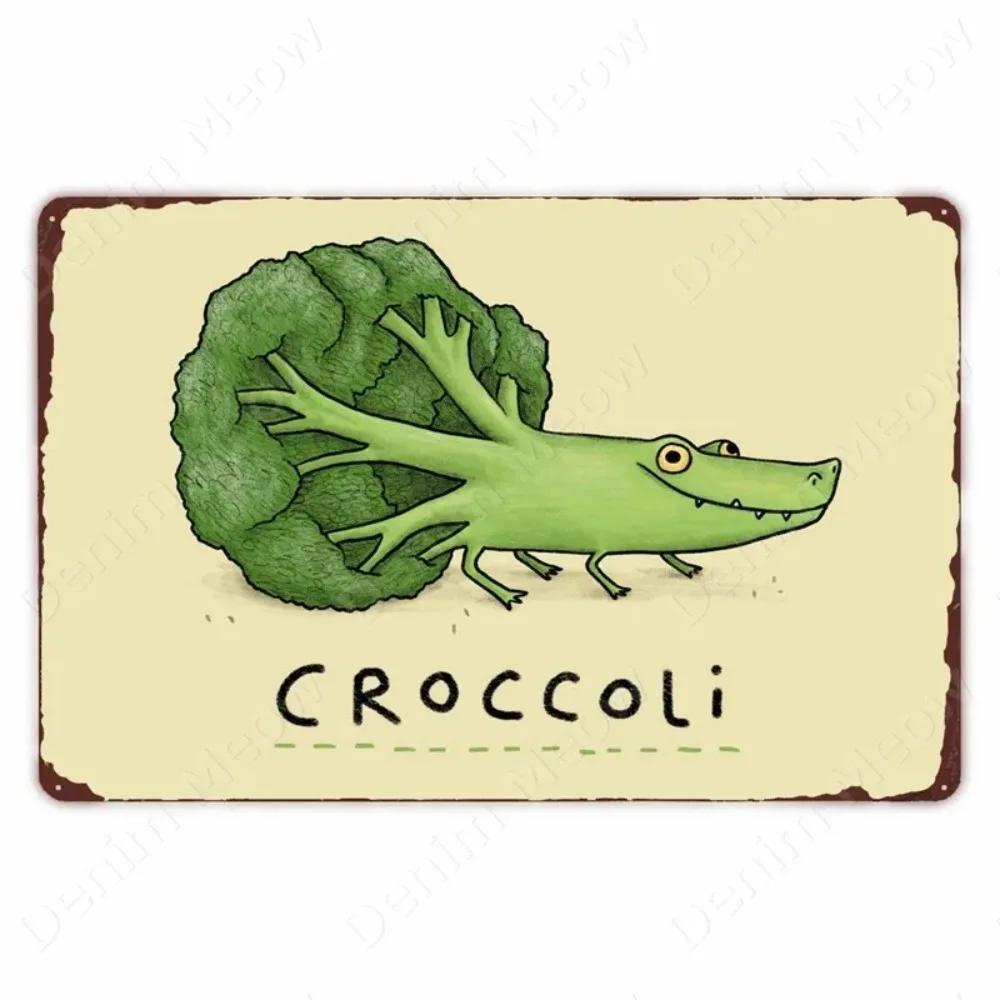 VegFruitVintageSign Vegetable Plants Retro Poster - Fruits/Cauliflower Vintage Metal Tin Sign, Garden/Kitchen Farm Wall Decor