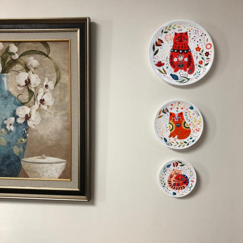 Keramik-Essteller, handbemalt, japanischer Cartoon-Katzenteller, kreativ, farbenfroh, für den Haushalt, Geschirr, Geschirr, Wohnkultur