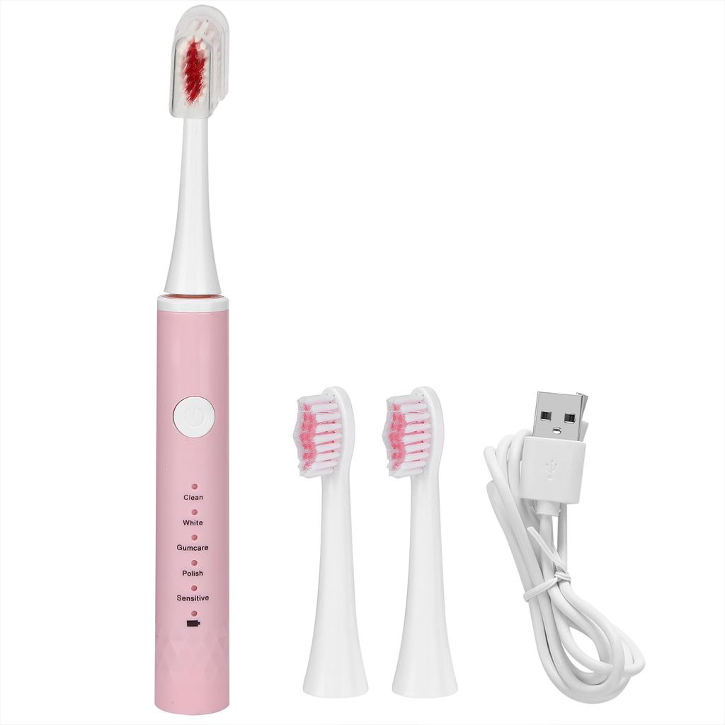USB Charging Waterproof Electric Toothbrush Intelligent 5 Modes Ultrasonic Vibrating Soft