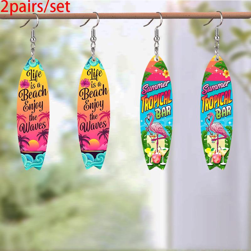 Summer Surfing Skateboard Acrylic Drop Earrings for Women Trendy Personality Earrings Cool Earrings Beach Party Travel Vacation Earring Accessories