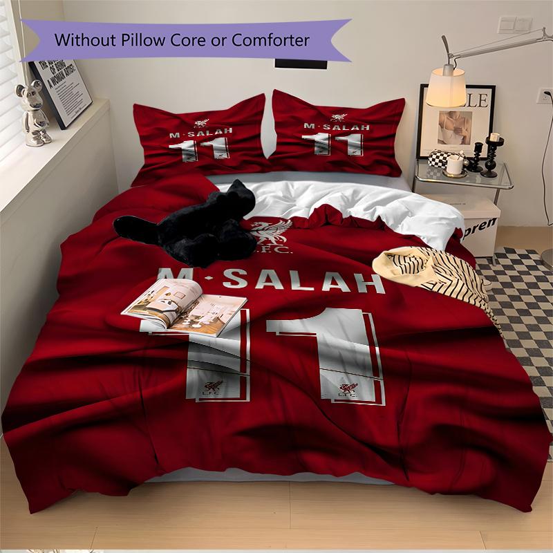 3Pcs Salah'S Liverpool Jersey Bedding Sets For All Sizes New 3D Printed Bed Cover Comforter Duvet Cover Pillowcase Bedroom Decoration