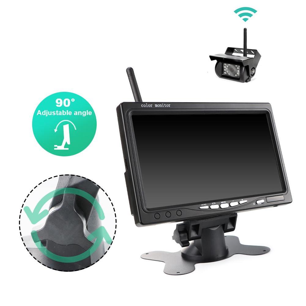 

Беспроводной 7-дюймовый экран автомобильного монитора, камера заднего вида для грузовика, автобуса, прицепа, экскаватора, изображение заднего вида, дисплей 12 В-24 В